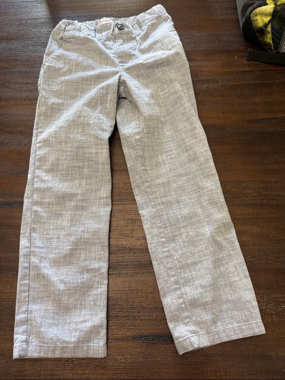 Cat & Jack Light Gray chambray Pull-On Pants with Navy Trim